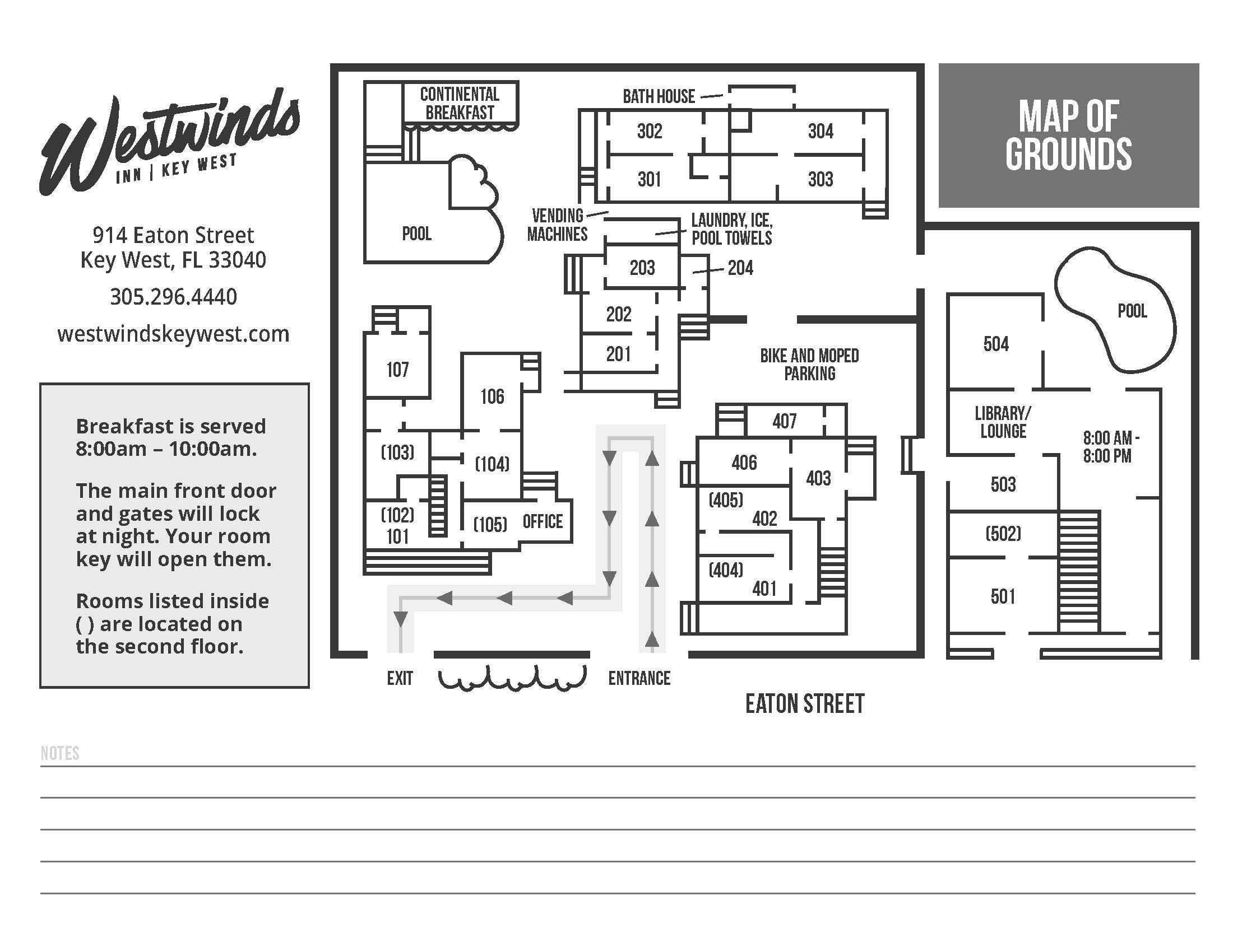Westwinds Inn Property Grounds Map