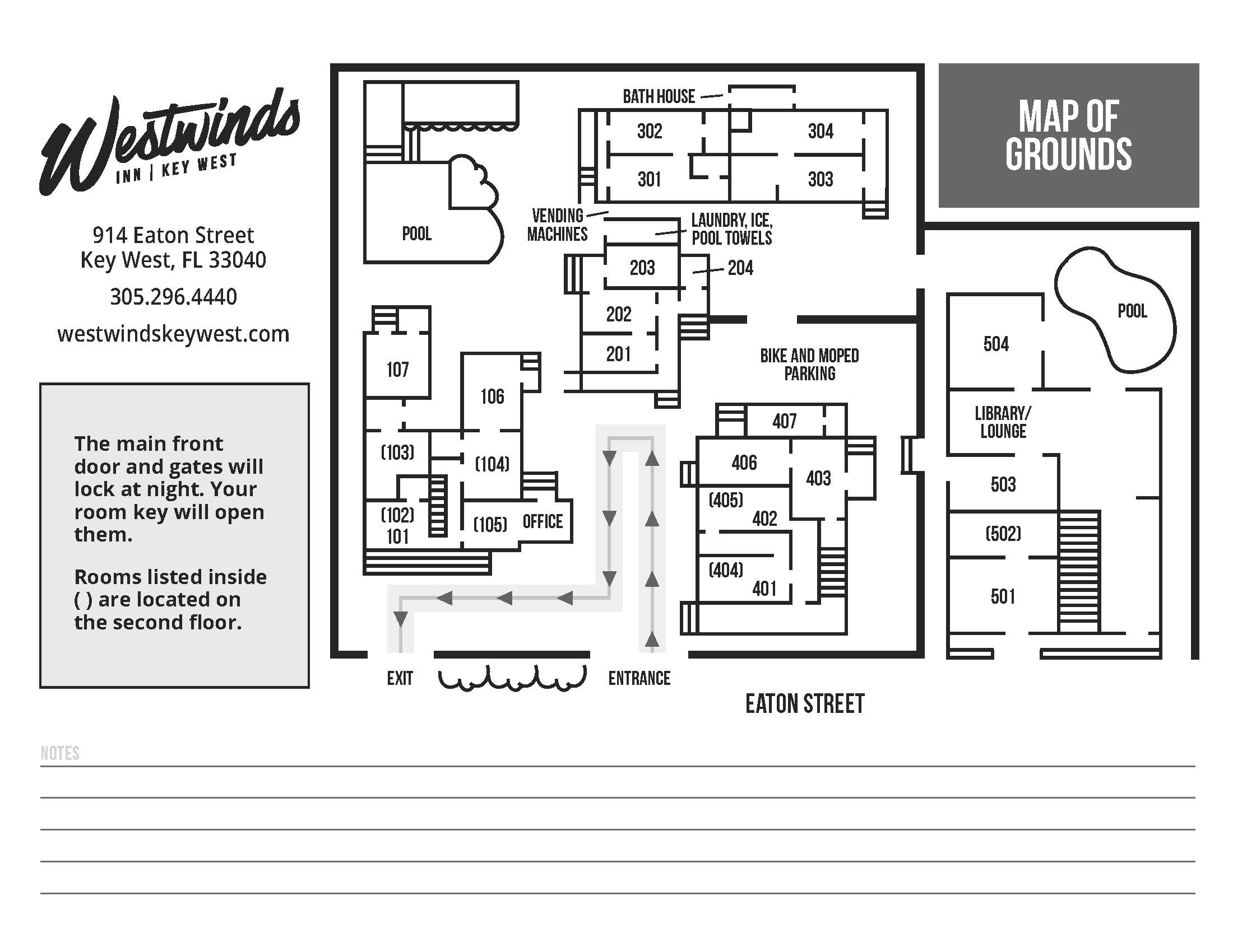 Westwinds Inn Property Grounds Map